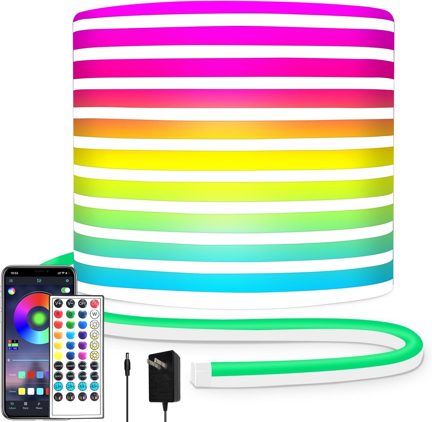 32.8FT Flexible LED Neon Rope Light for Gaming and Decor