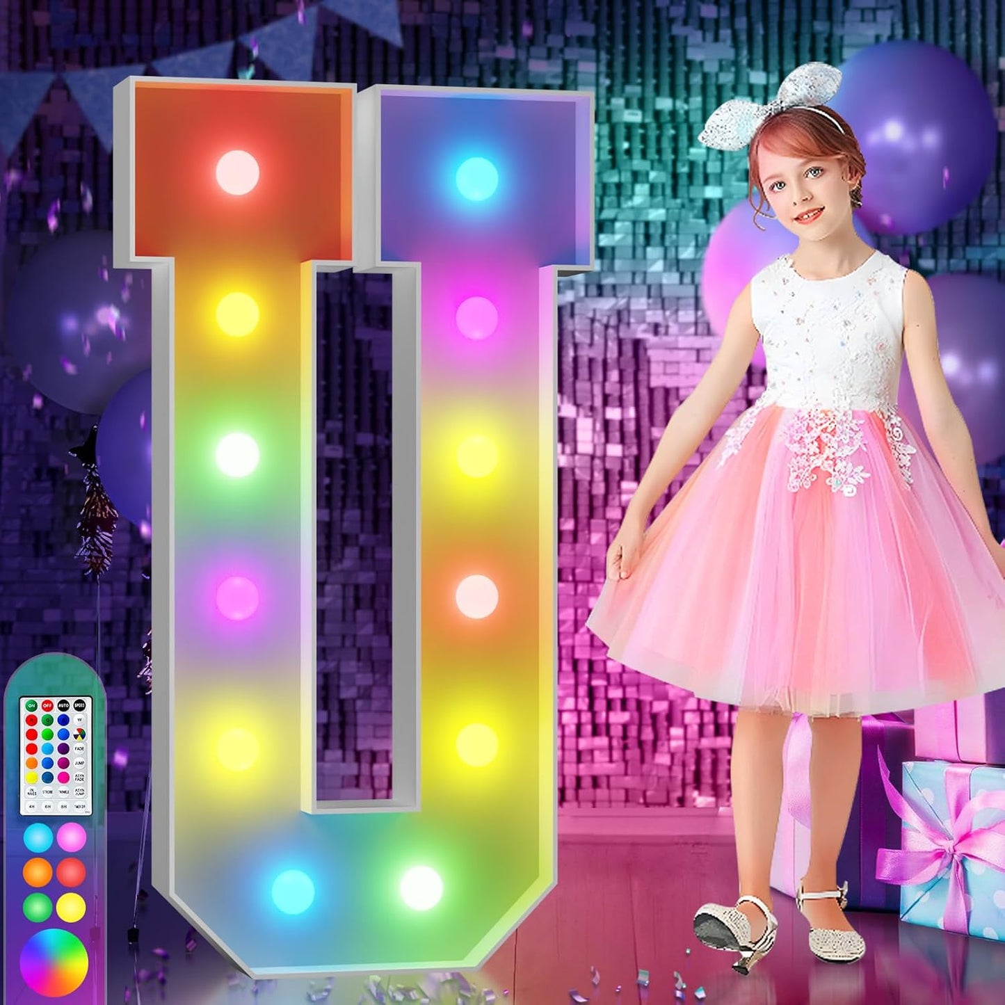 Colorful Marquee Light Up Letters U for Parties and Events