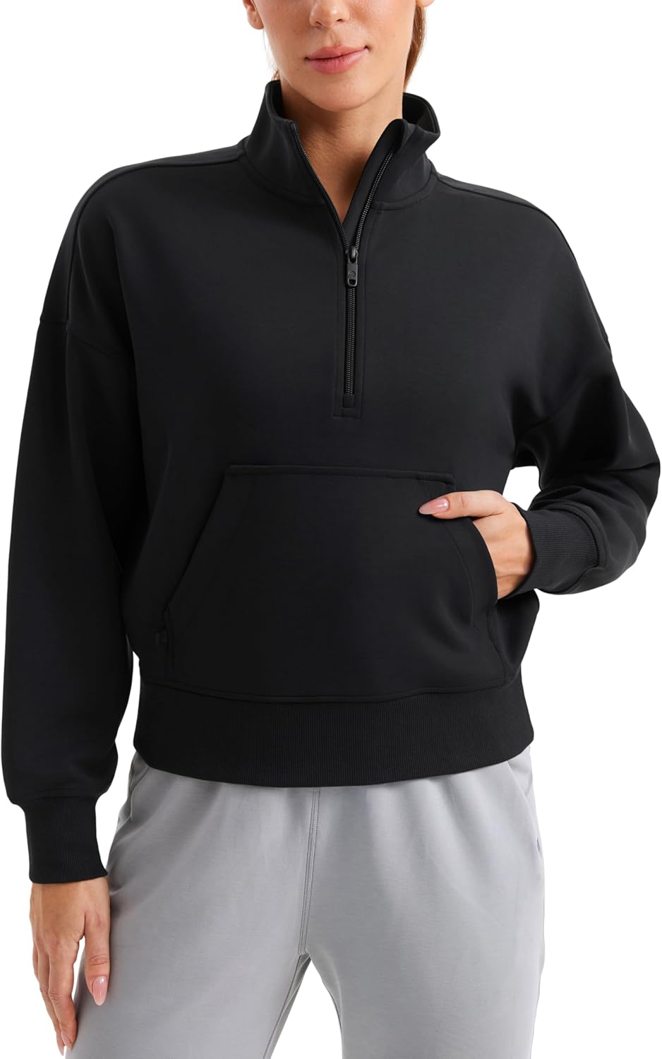 CRZ YOGA SoftAura Half Zip Sweatshirt for Women - Cozy Layer