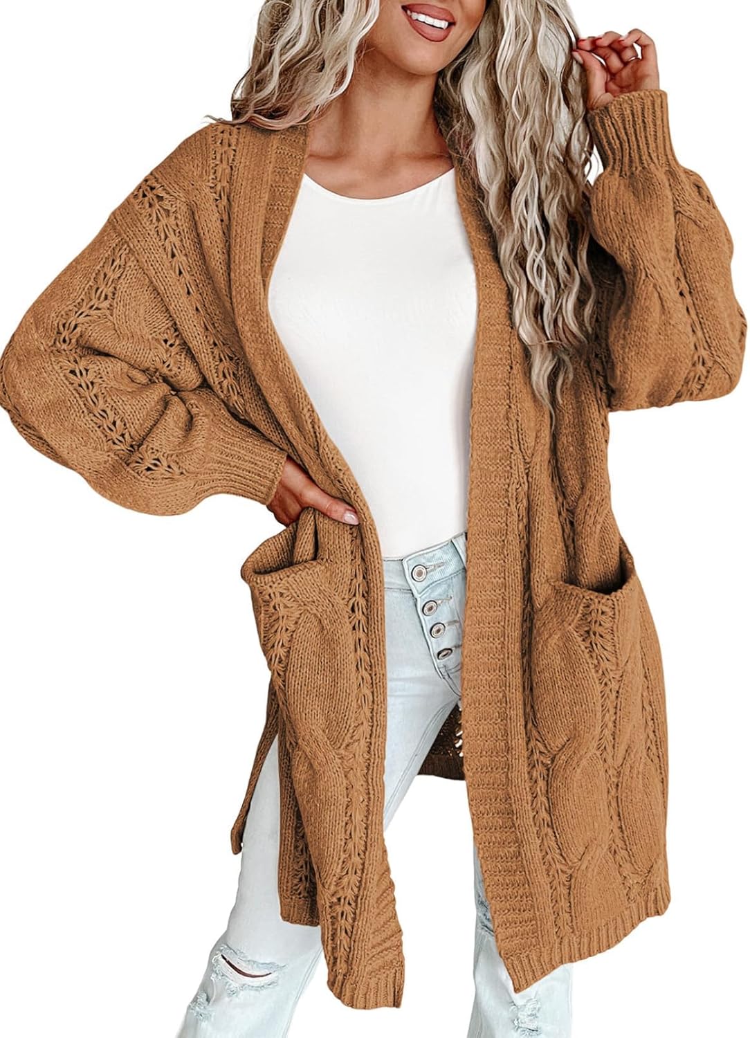 Dokotoo Long Cardigans for Women Open Front Lightweight Sweaters
