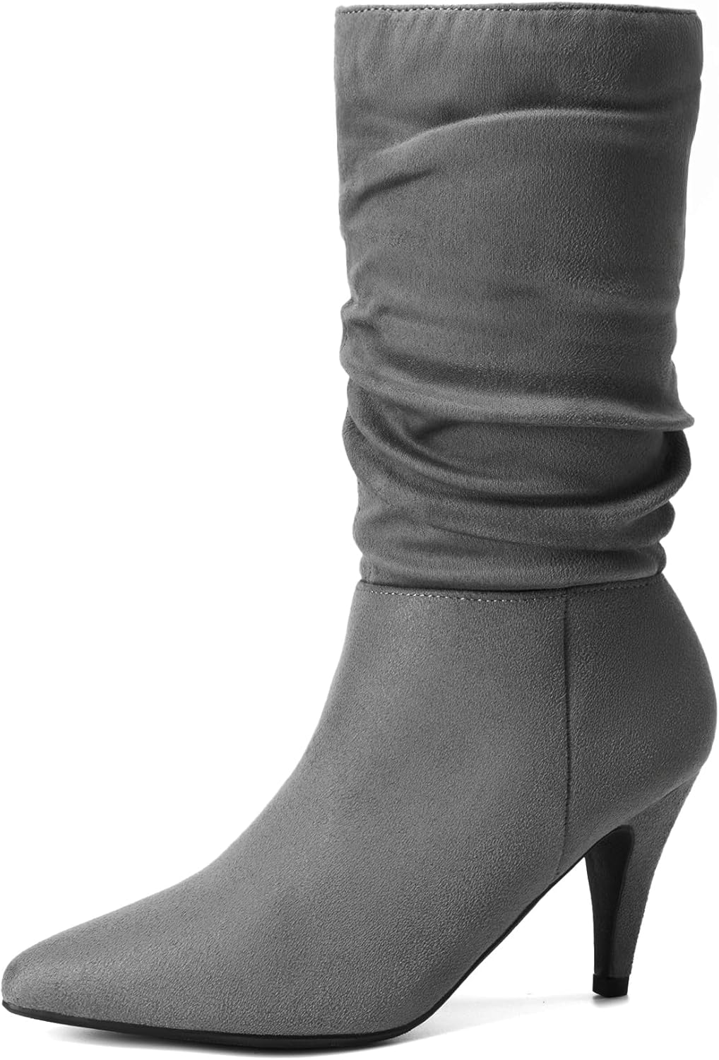 DREAM PAIRS Women's Slouchy Mid Calf High Heel Boots for Fall