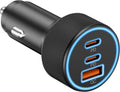 USB C Car Charger 3-Port 67W Fast Car Power Adapter - Dual USB-C