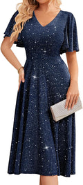 Bridesmay Women's Formal Cocktail Wedding Guest Dress - Sparkly Shoes