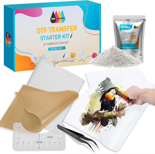INKCREDIBLE DTF Transfer Kit - All-in-1 Hot Melt Adhesive & Pretreat Paper