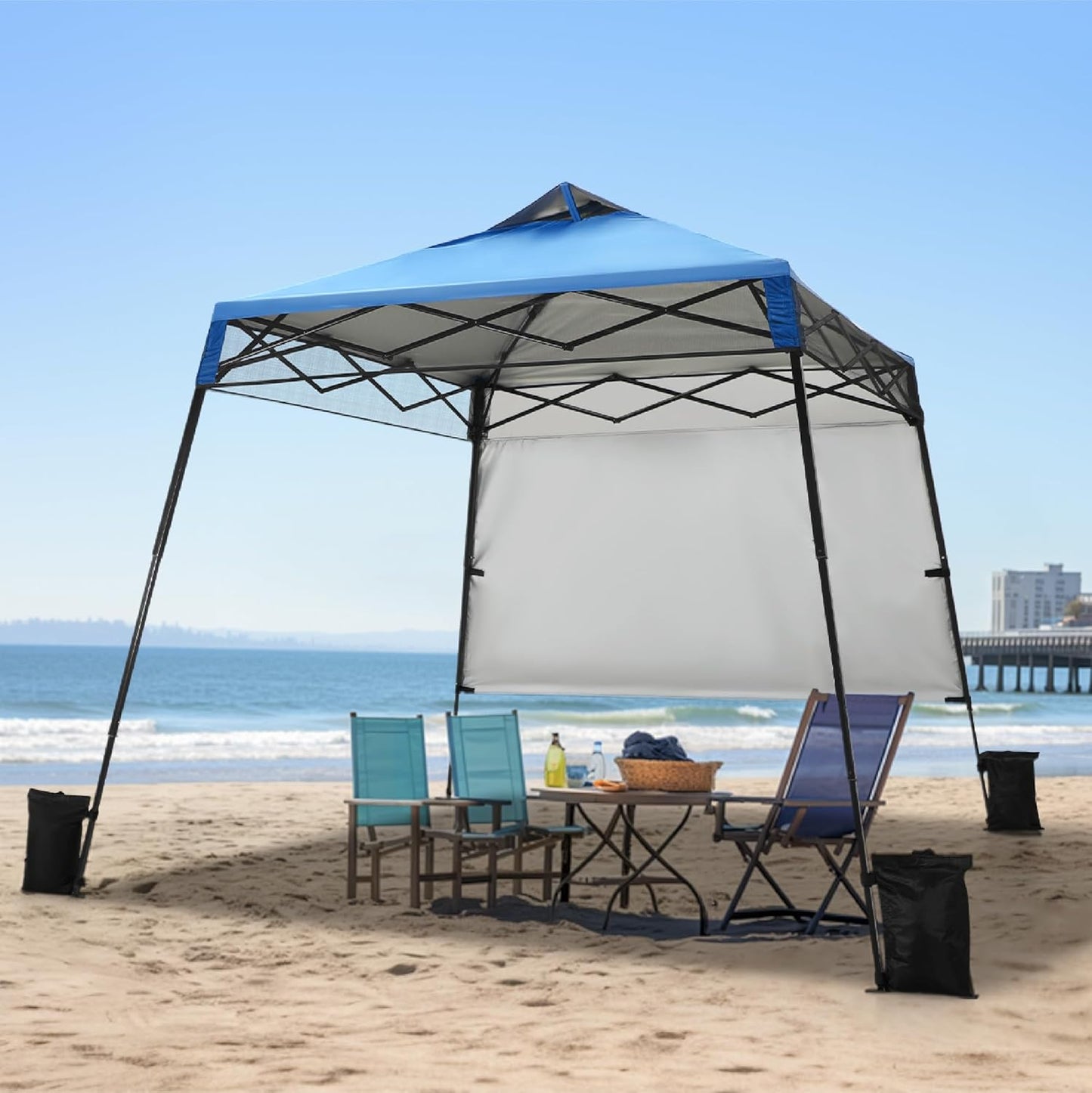 Portable Sun Shade Canopy with Sidewall - Light Blue