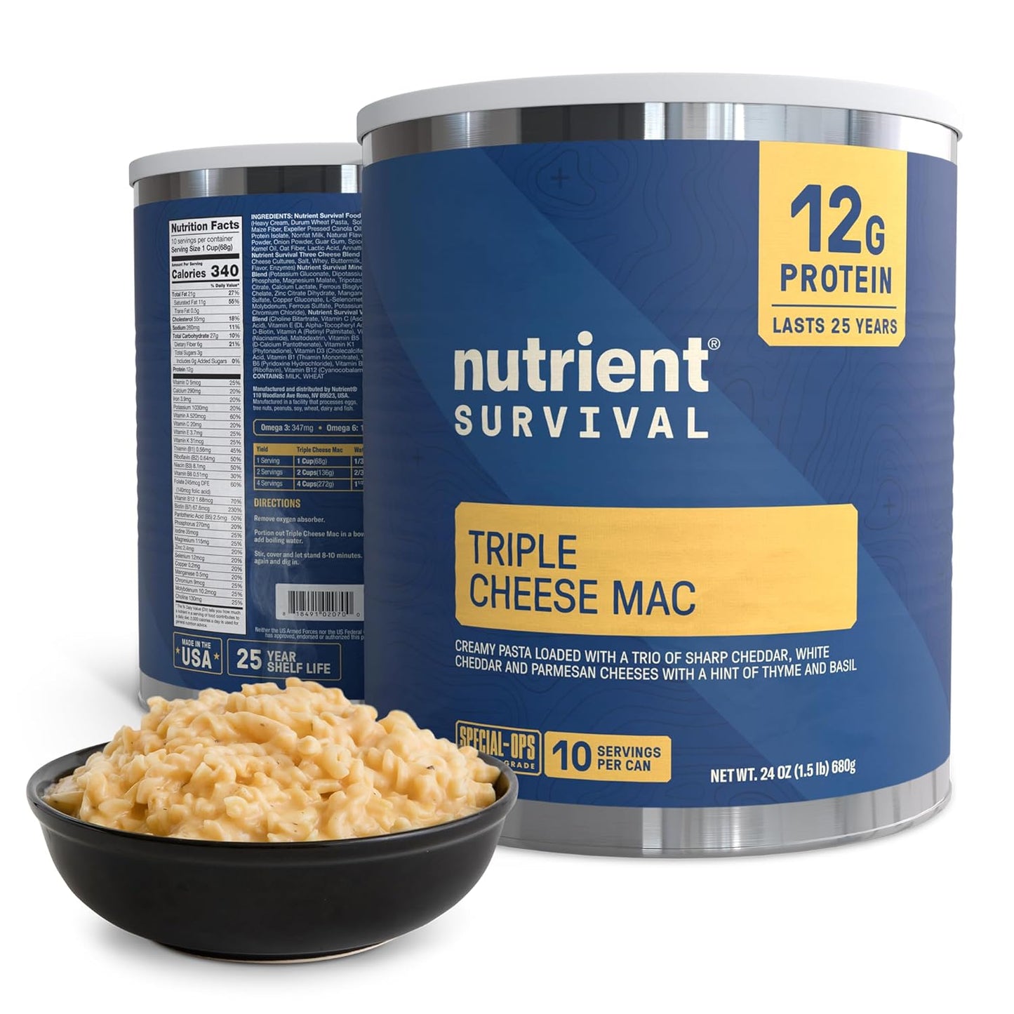 Triple Cheese Mac High Protein Meal for Emergency Food Supply