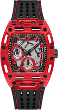 GUESS Men's 41mm Red Case Tonneau Watch - Black Dial