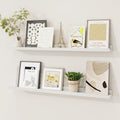 Picture Ledge Shelf Solid Pine Wood Set of 2, 32 in White - Floating
