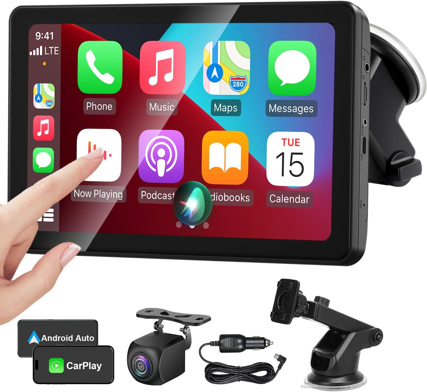 Wireless CarPlay Android Auto Screen with 7in HD Touch Display