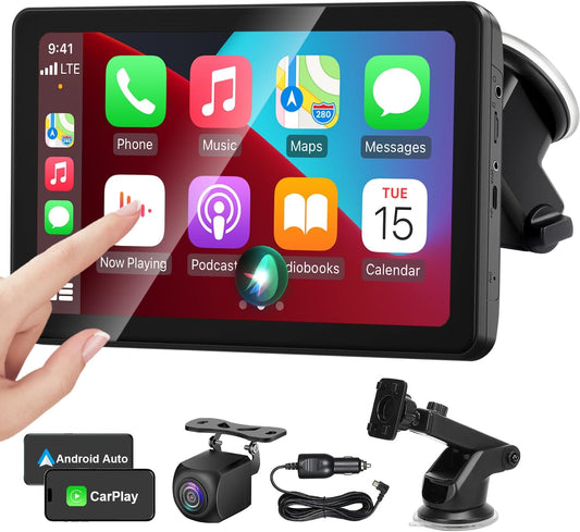 Wireless CarPlay Android Auto Screen with 7in HD Touch Display