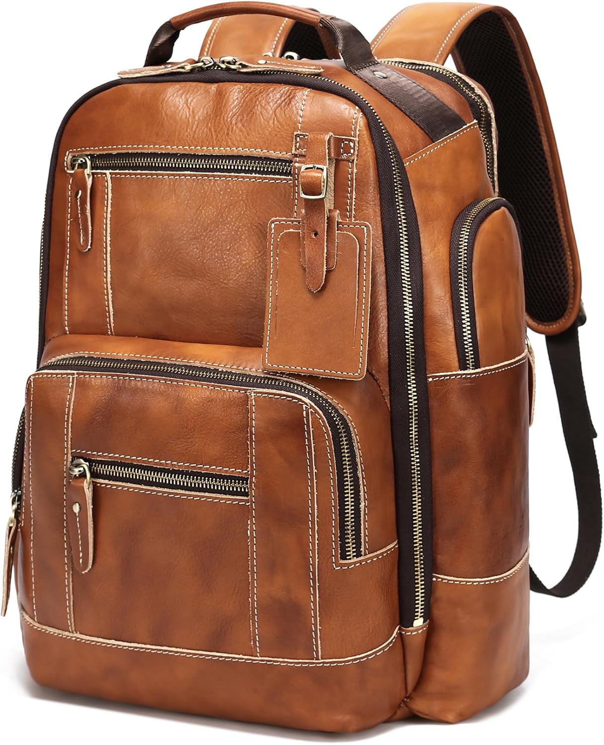 LANNSYNE Vintage Genuine Leather Backpack for Men - 15.6in Laptop
