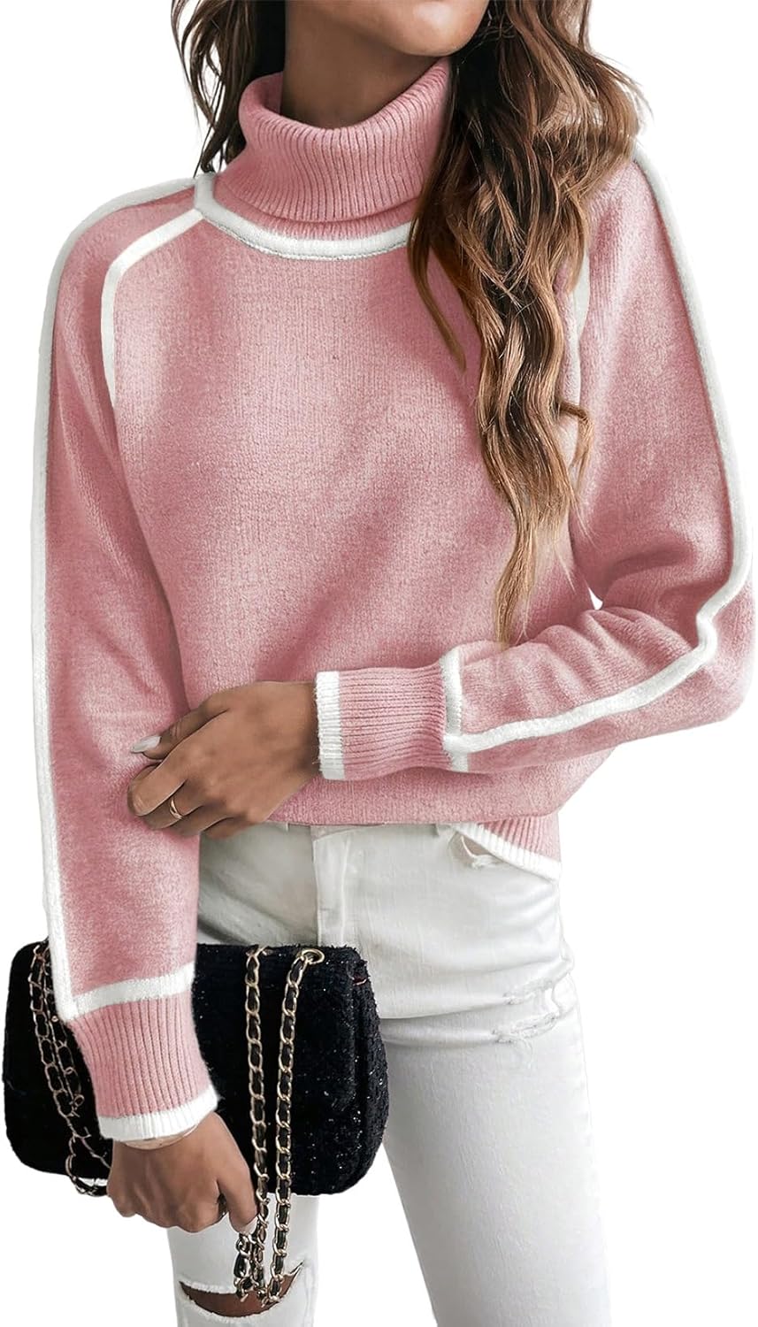 EVALESS Fall Sweaters for Women Trendy Cozy Turtleneck Tops