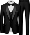 WULFUL Men's 3 Piece Slim Fit Tuxedo Suit Set - Tailored Look Suits