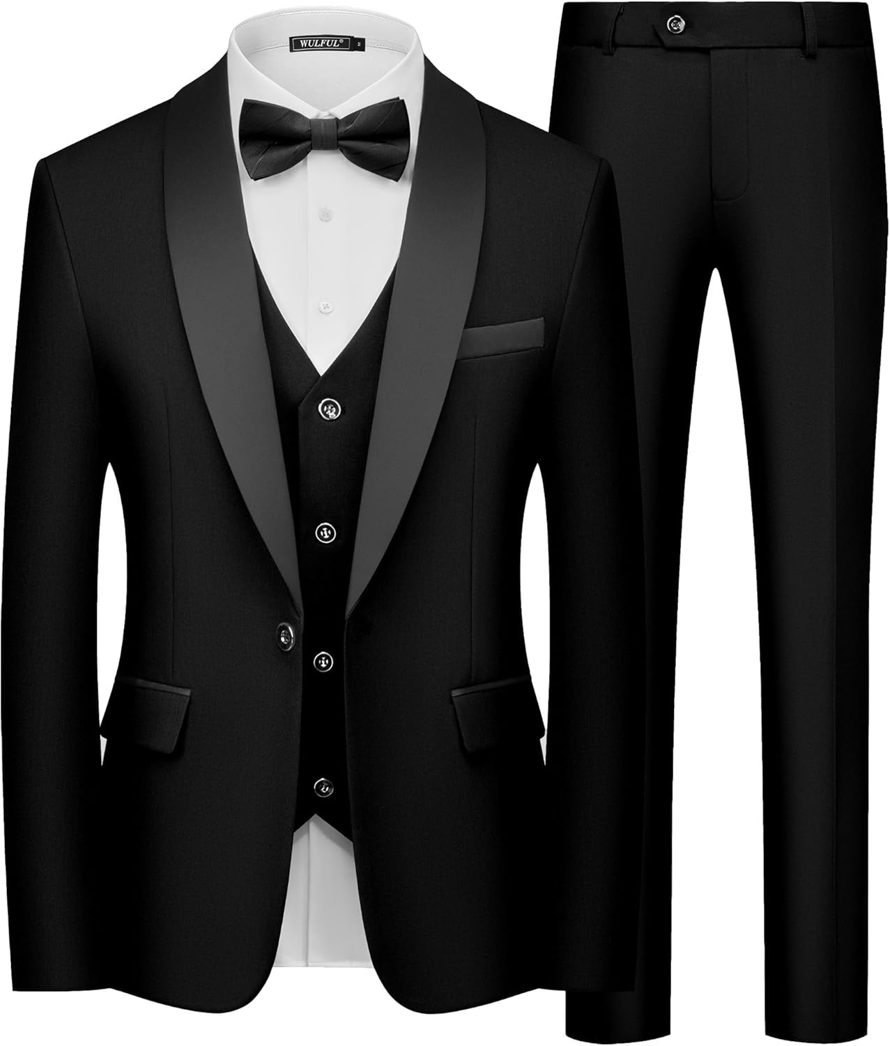 WULFUL Men's Slim Fit Tuxedo Suit Set for Prom and Business
