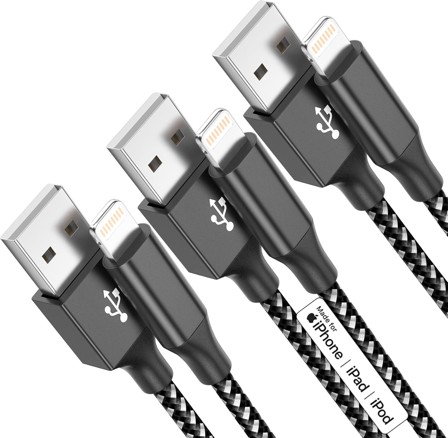 Fast Charge 10FT Lightning Cable 3Pack - iPhone Compatible