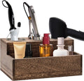 Wooden Hair Dryer Holder - Rustic Hair Tools Organizer for Vanity