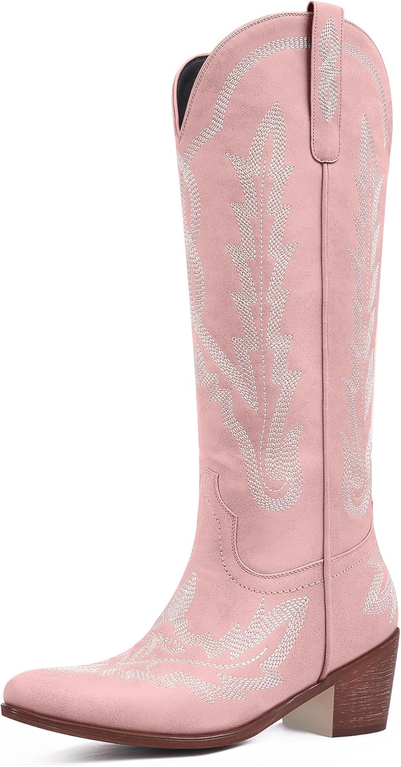 Ouepiano Cowboy Boots for Women with Classic Embroidery