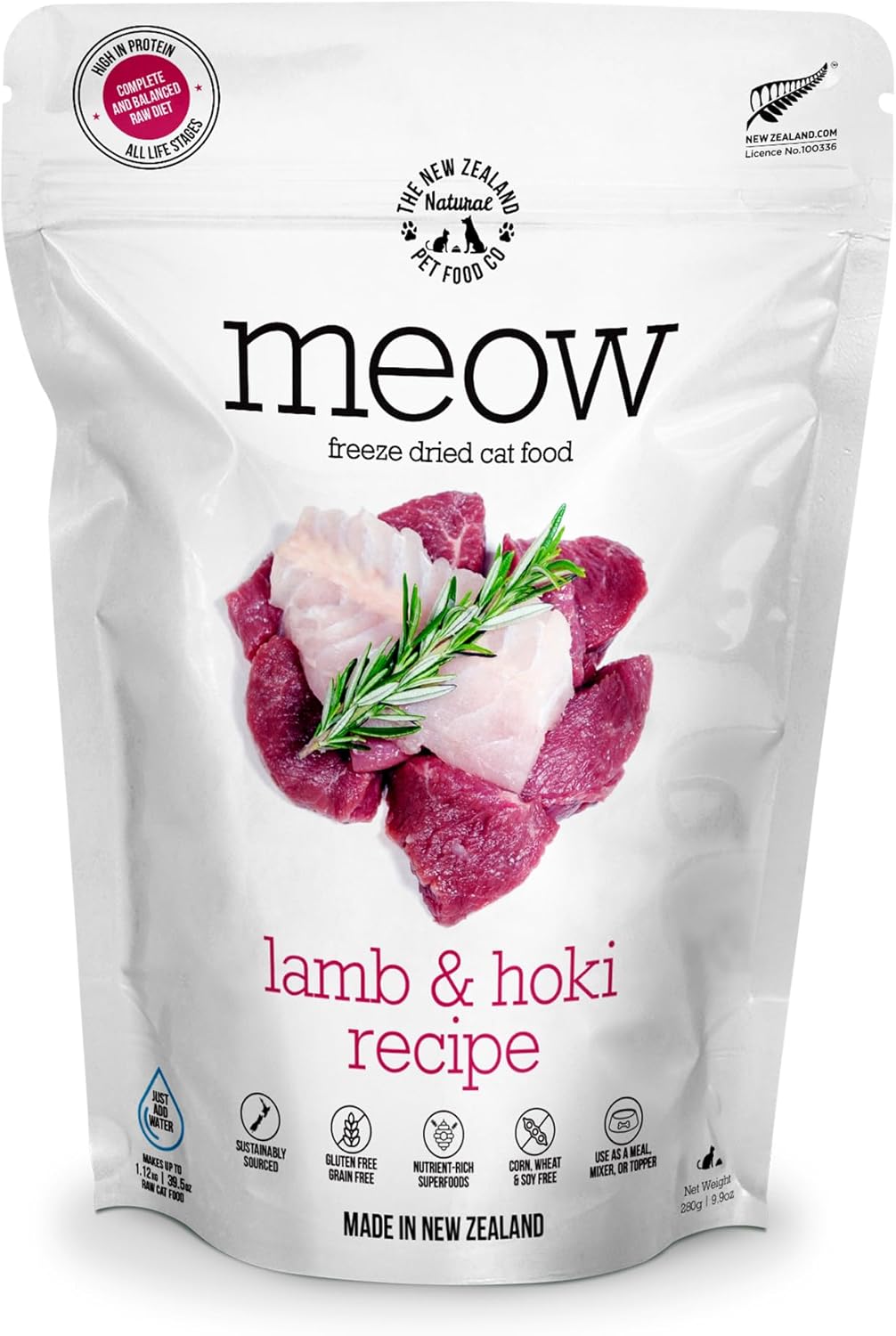 Meow Freeze Dried Cat Food - High Protein Lamb & Hoki Recipe