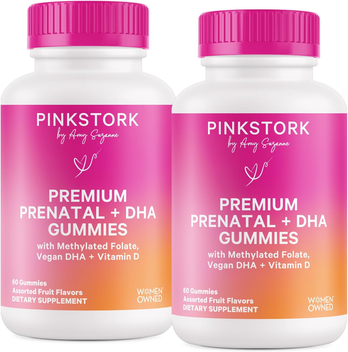 Premium Prenatal Gummy Vitamins with DHA and Folate - 2 Pack