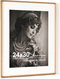 24x30 Poster Frame Oak Wood with HD Tempered Glass - Matted to 18x24