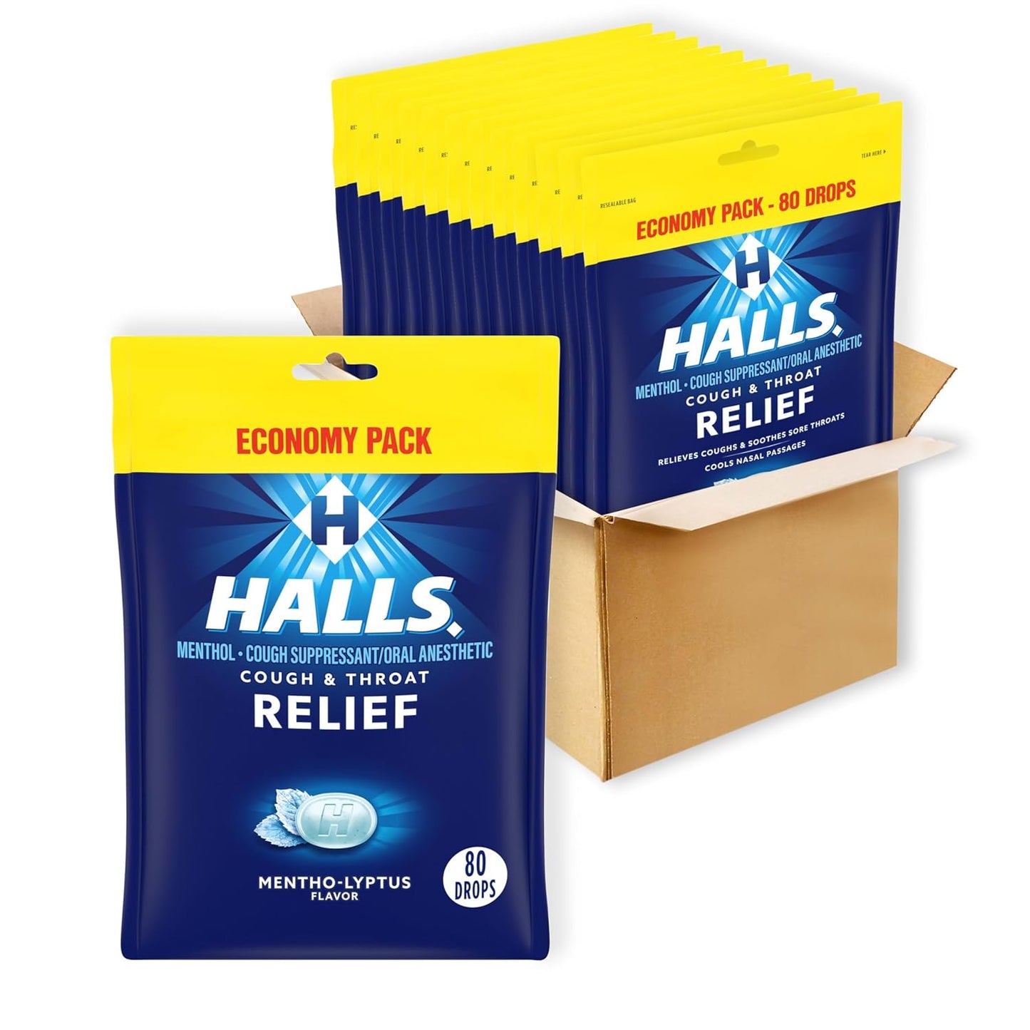HALLS Mentho-Lyptus Cough Drops, 960 Total Drops for Relief