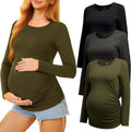 3 Pack Maternity Long Sleeve Crew Neck Tops for Women