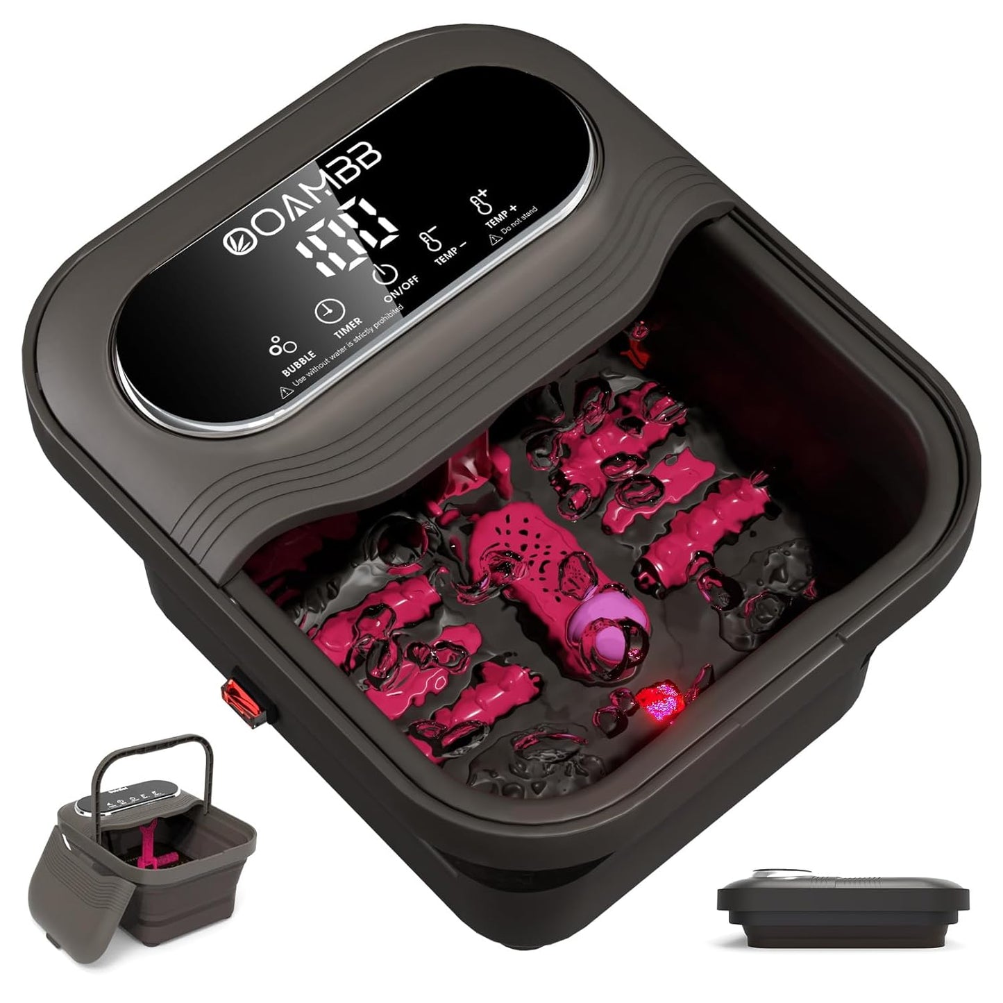 Collapsible Foot Spa with Heat and Bubble Control for Relaxation