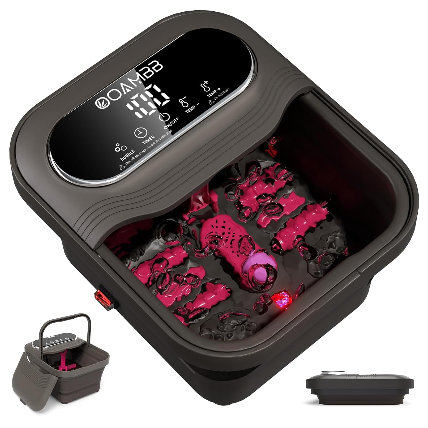 Collapsible Foot Spa with Heat and Bubble Control for Relaxation