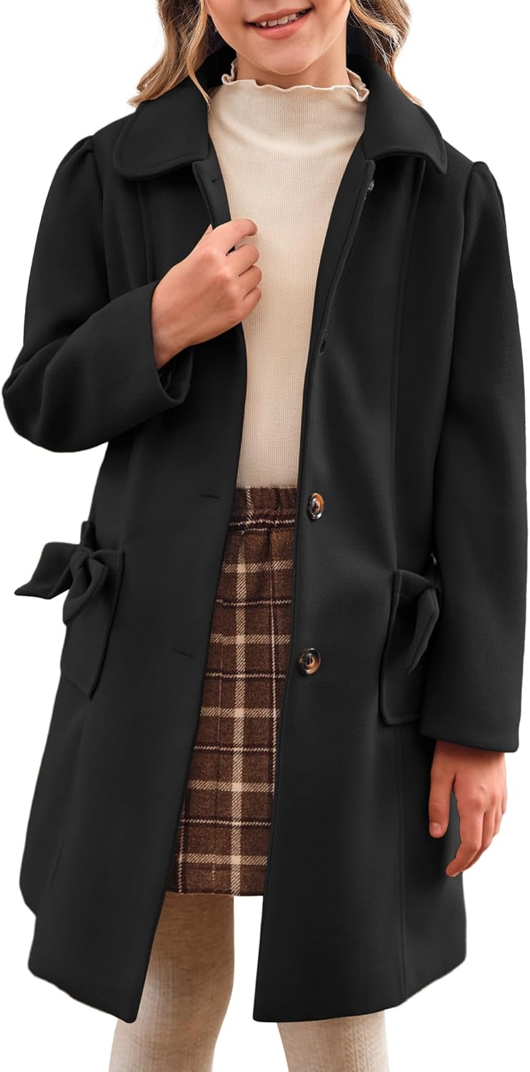 Meikulo Girls Single Breasted Dress Coat for Winter Style