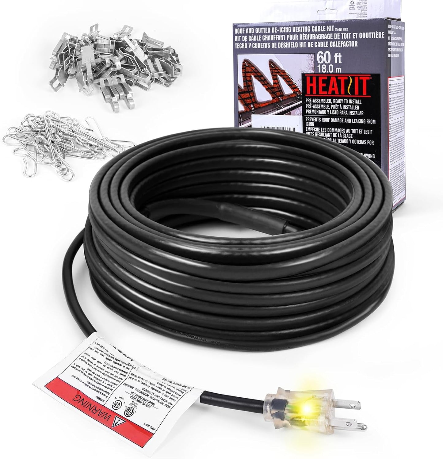 HEATIT HIRD 80ft De-Icing Cable for Roofs and Gutters