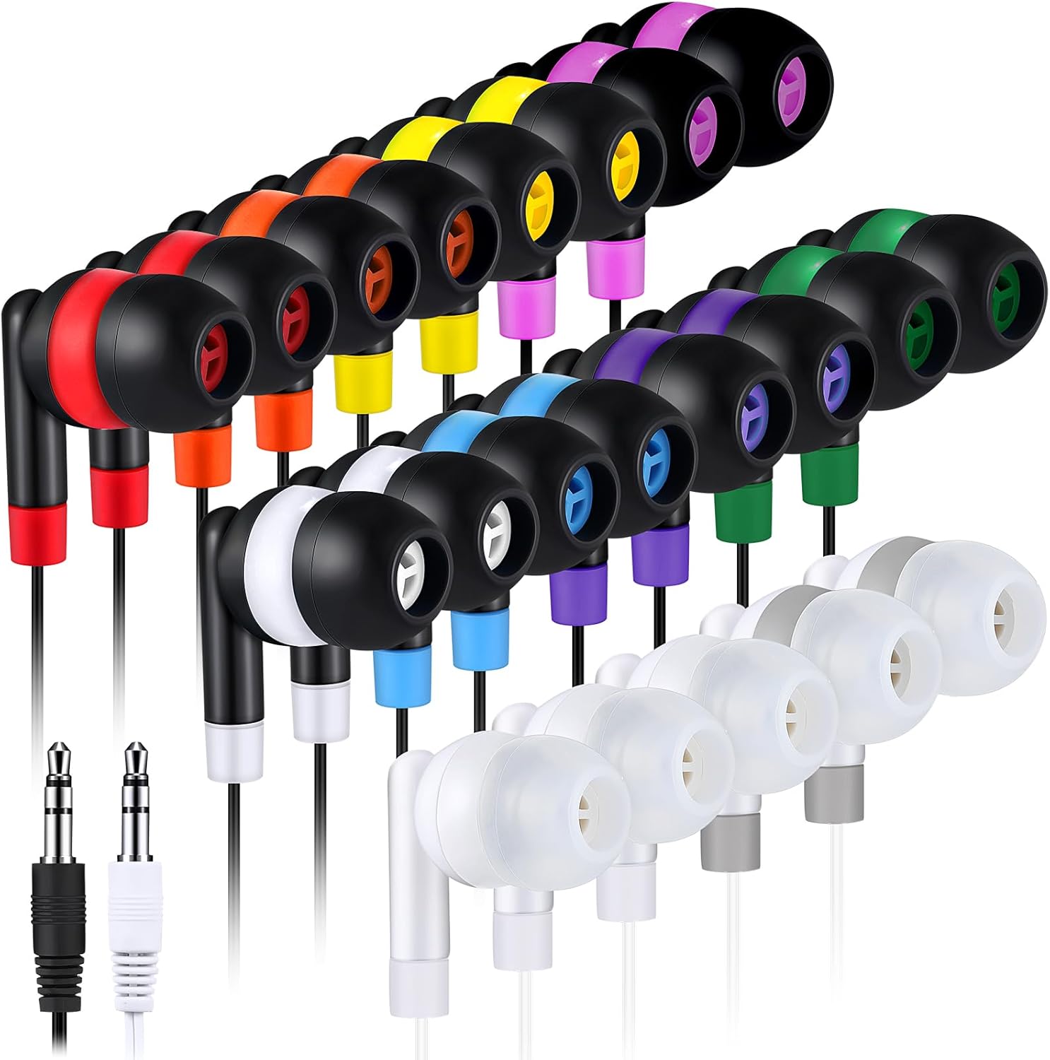 Kanayu 100 Pack Wired Earbuds for Classroom Use and More