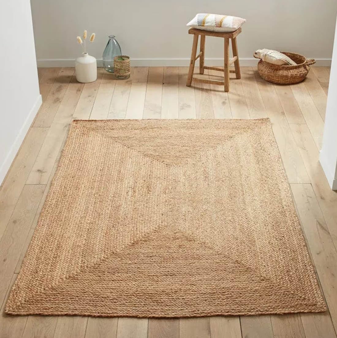 Handwoven Braided Jute Area Rug 4x6 for Rustic Decor