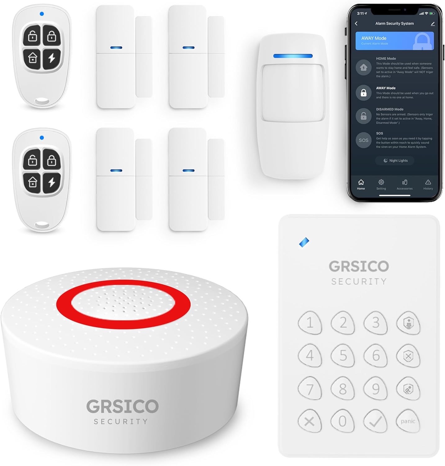 GRSICO Wireless Home Security Kit w/ Phone Alerts