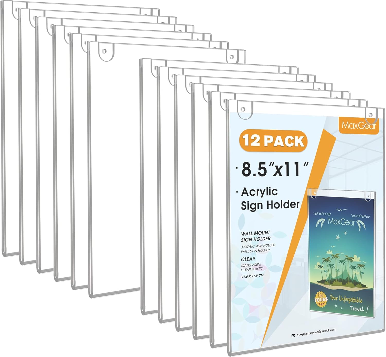 MaxGear Wall Mount Sign Holder 8.5 x 11 Inch for Display