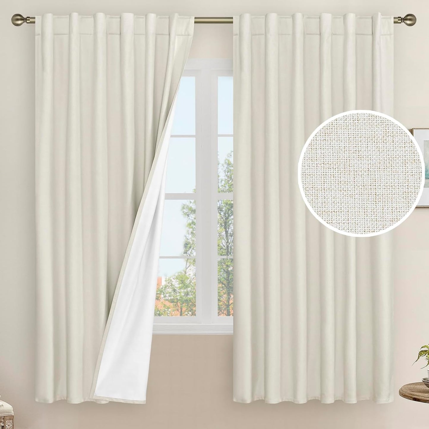 LAMIT 100% Blackout Linen Curtains - Total Darkness in Style!