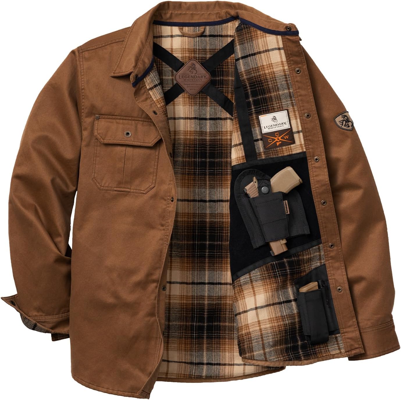 Concealed Carry Shacket with Holsters and Pockets for Men