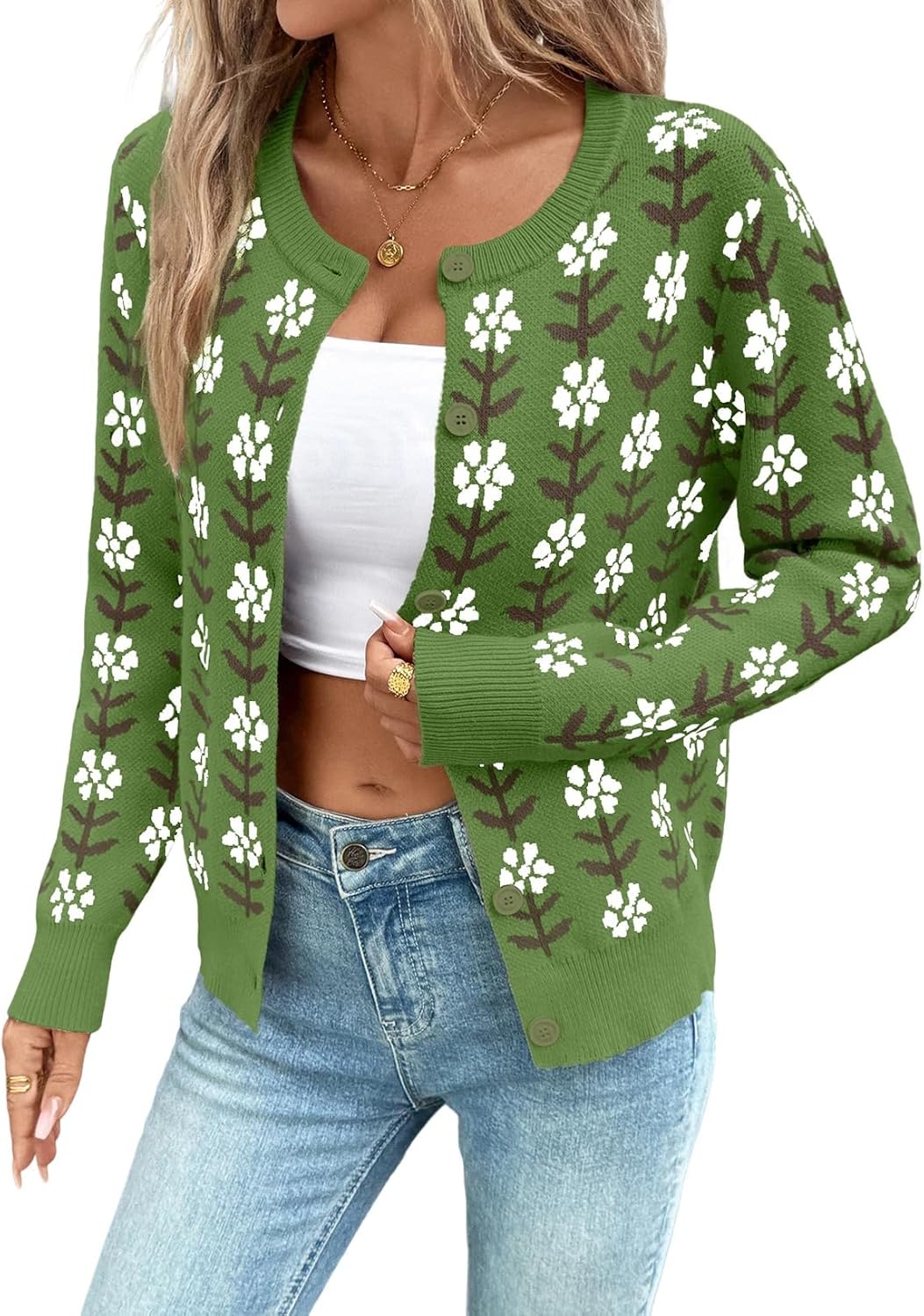 Sidefeel Women's Button Down Cardigan Sweater for Fall Fashion