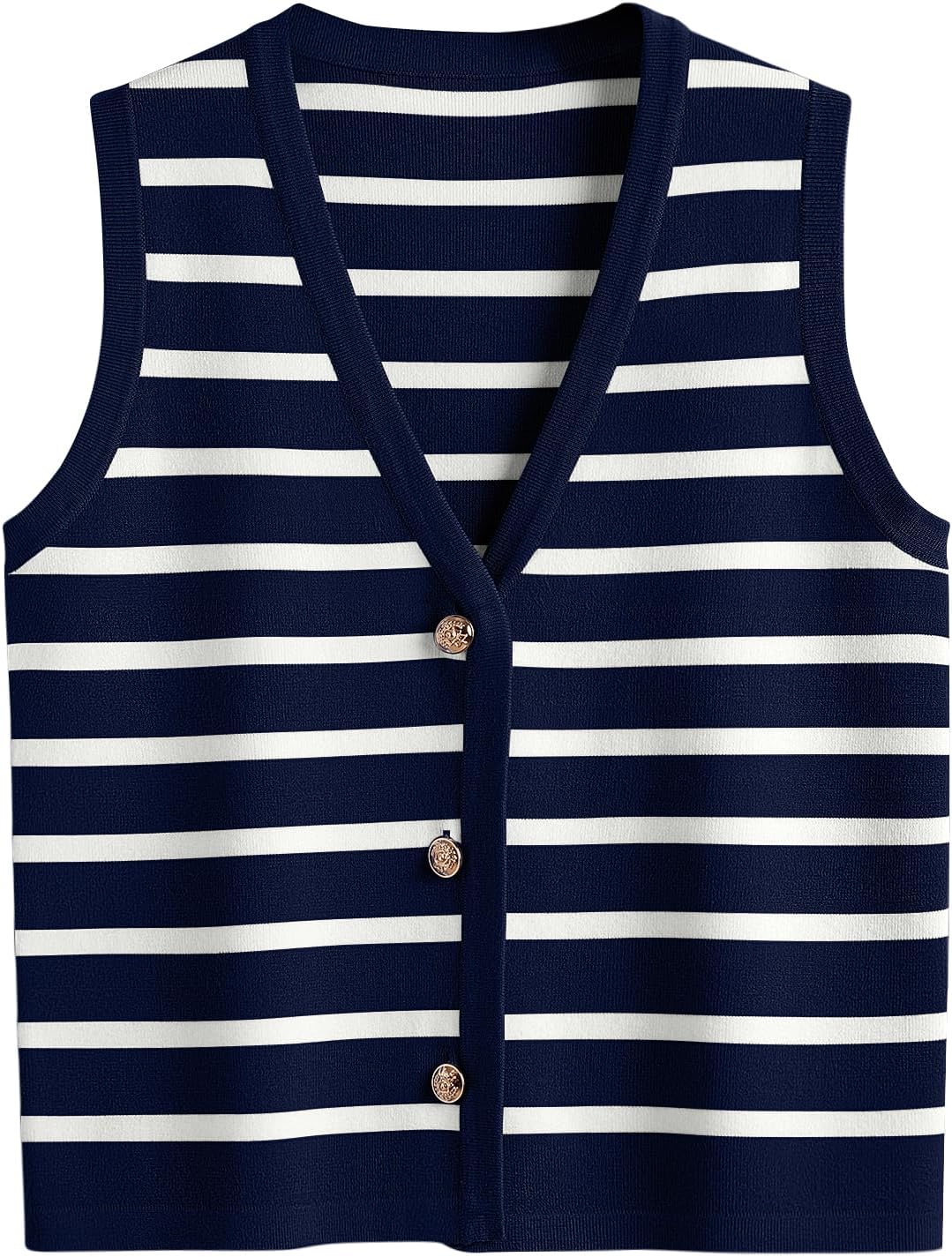 Stylish Striped Vest Tops for Women - Casual Button Up Blouses