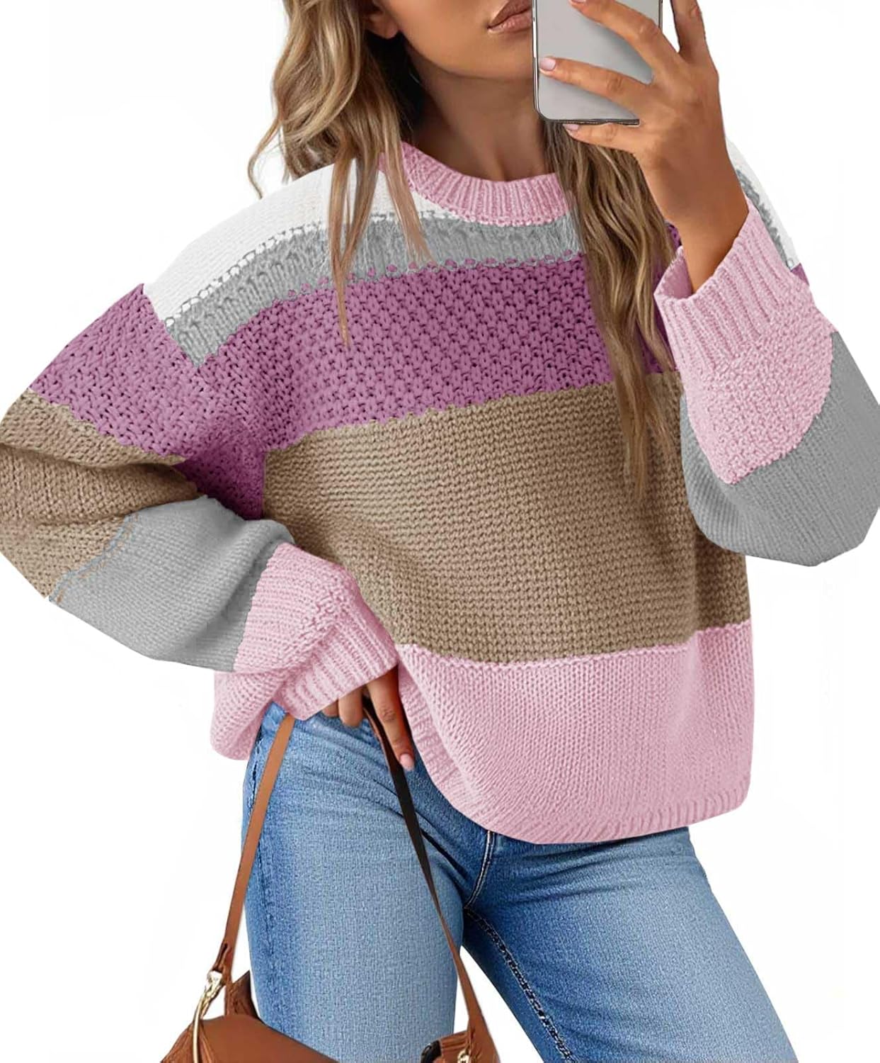 Trendy Color Block Cropped Sweater for Women in 2025 Fashion