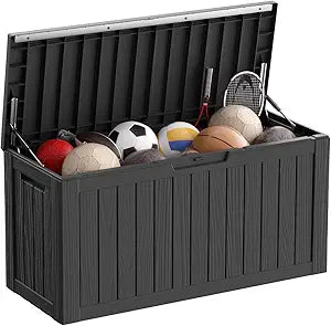 81 Gallon Deck Box Lockable Resin Large Outdoor Storage Solution