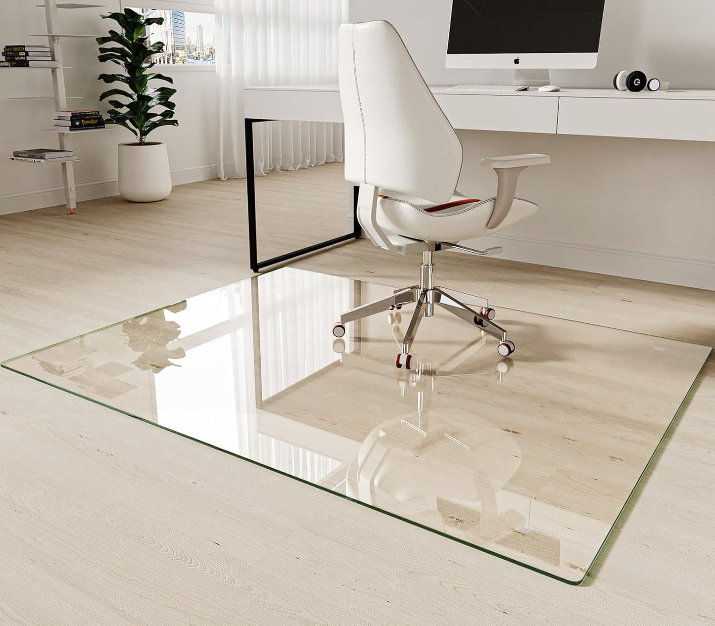 Koonmi Tempered Glass Chair Mat for Hardwood Floors & Carpet