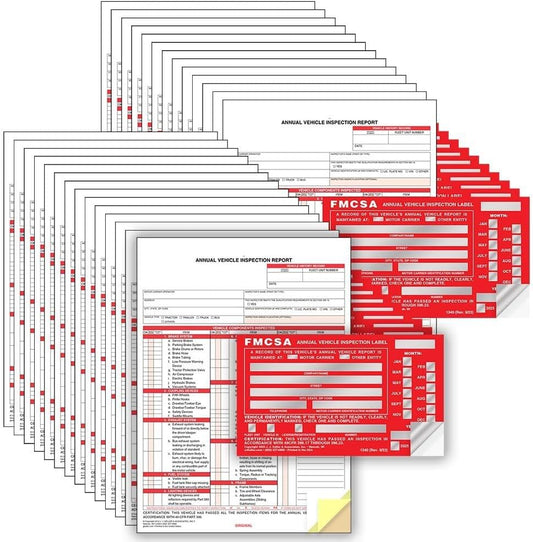 Annual Vehicle Inspection Report Forms & Red FMCSA Labels