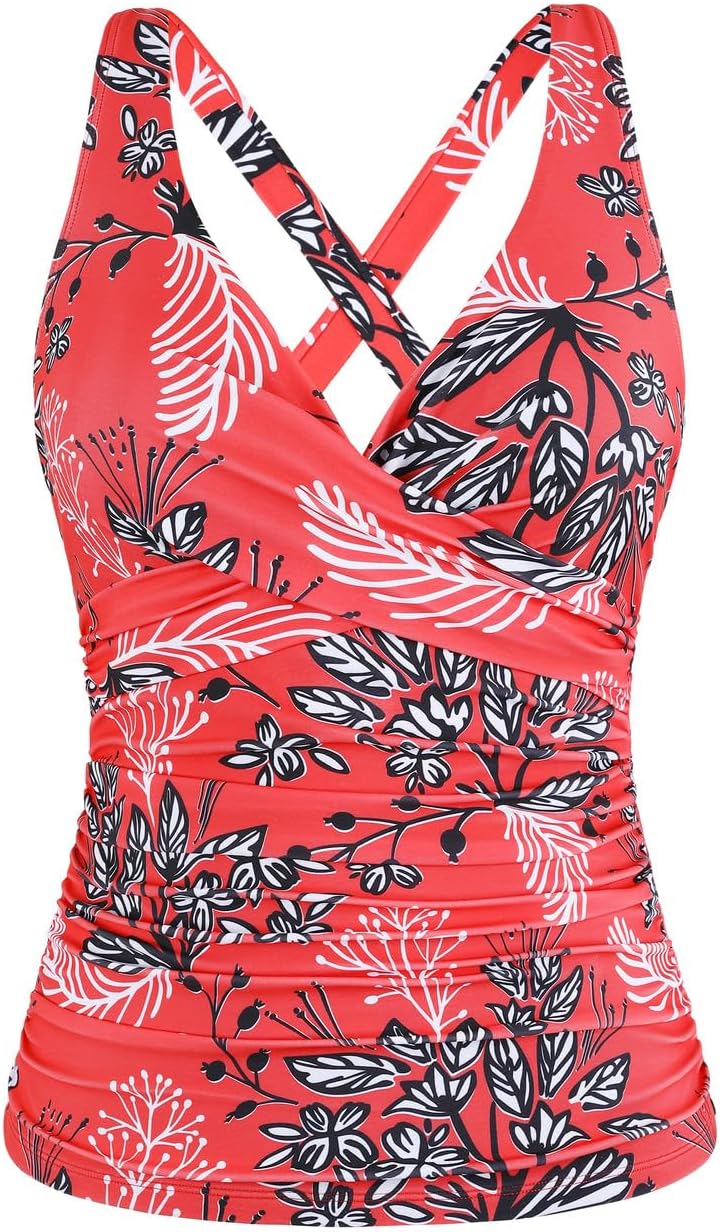 Hilor Women's Underwire Tankini Top for Tummy Control Swimwear