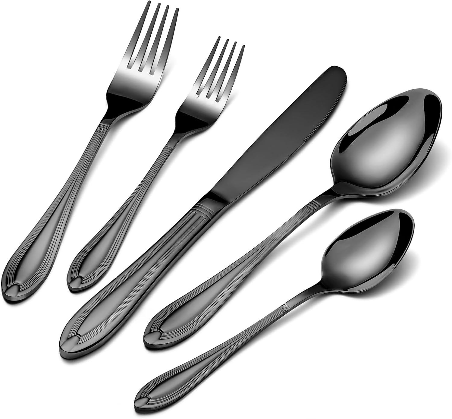 TIVOLI 40 Piece Black Silverware Set for 8 - Elegant Dining