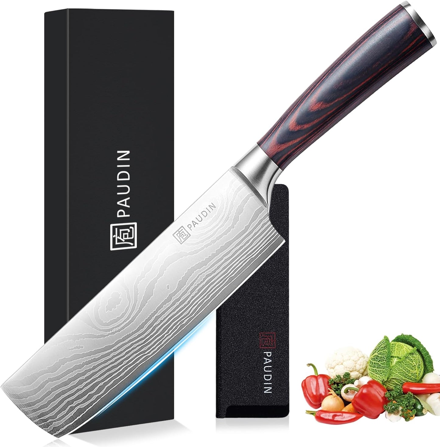 PAUDIN Nakiri Knife - 7in Razor Sharp Vegetable Cleaver