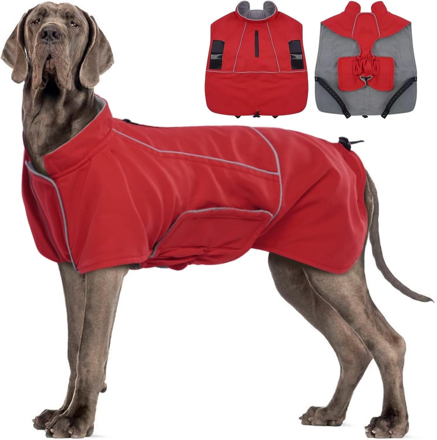 MIGOHI Dog Jacket for Large Dogs - Reflective Fleece Coat