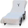 Monogrammed Pool Chaise Lounge Cover Black Y - Turkish Cotton 750 GSM