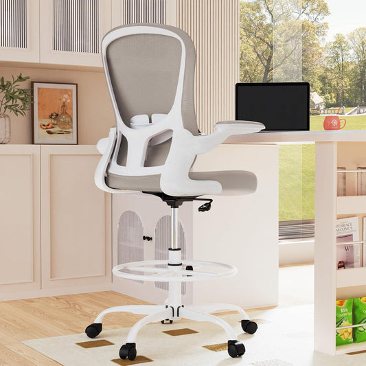 Ergonomic Drafting Chair with Adjustable Footrest and Lumbar Support