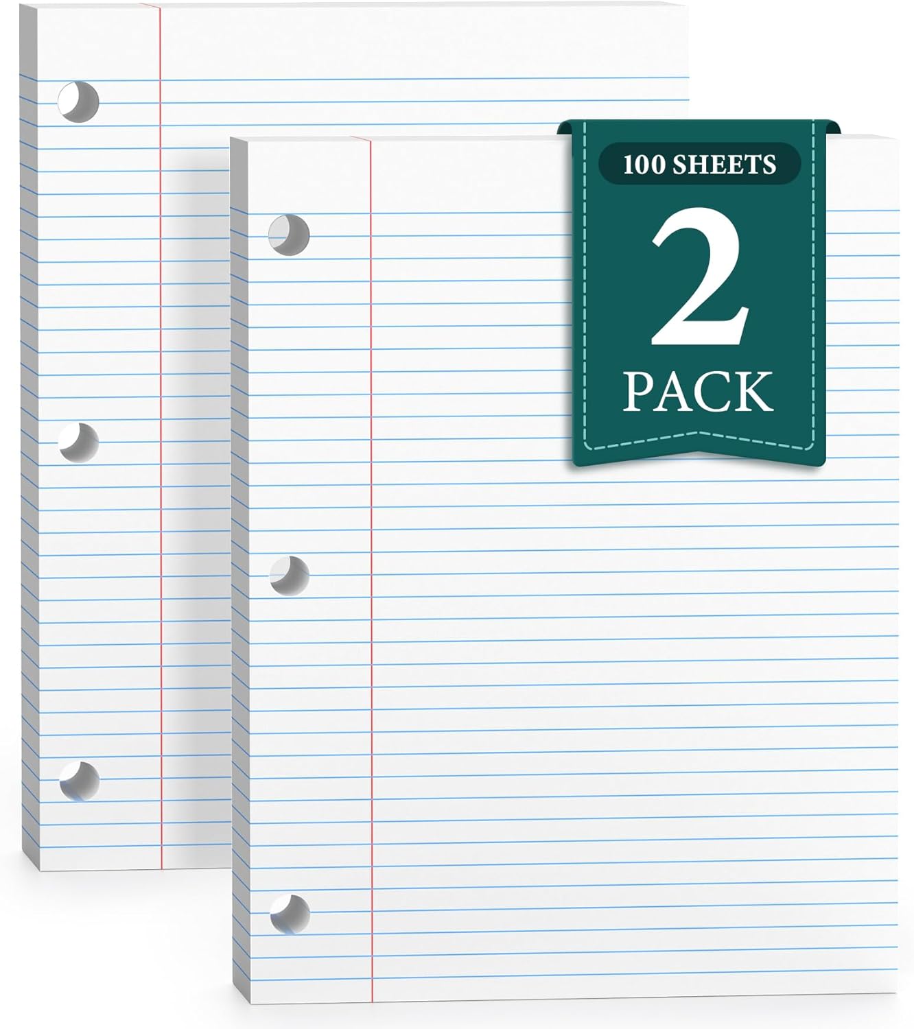 College Ruled Binder Paper, 100 Sheets x 2 Pack