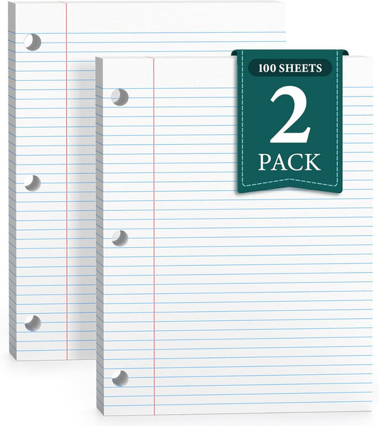 College Ruled Binder Paper, 100 Sheets x 2 Pack